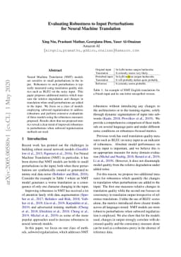 Evaluating Robustness to Input Perturbations for Neural Machine
  Translation