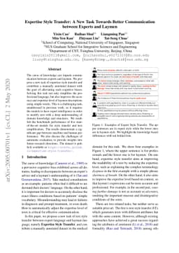 Expertise Style Transfer: A New Task Towards Better Communication
  between Experts and Laymen