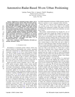 Automotive-Radar-Based 50-cm Urban Positioning