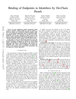 Binding of Endpoints to Identifiers by On-Chain Proofs