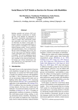 Social Biases in NLP Models as Barriers for Persons with Disabilities