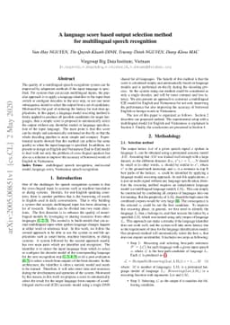 A language score based output selection method for multilingual speech
  recognition