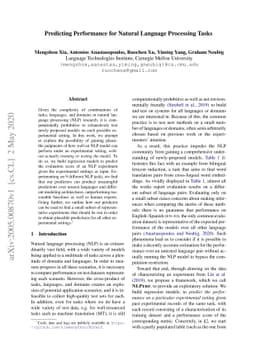 Predicting Performance for Natural Language Processing Tasks