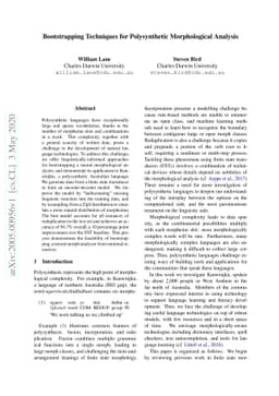 Bootstrapping Techniques for Polysynthetic Morphological Analysis