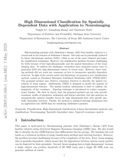 High Dimensional Classification for Spatially Dependent Data with
  Application to Neuroimaging