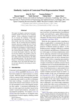 Similarity Analysis of Contextual Word Representation Models