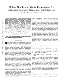 Robust Non-Linear Matrix Factorization for Dictionary Learning,
  Denoising, and Clustering