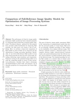 Comparison of Image Quality Models for Optimization of Image Processing
  Systems