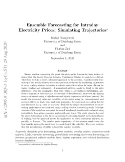 Ensemble Forecasting for Intraday Electricity Prices: Simulating
  Trajectories