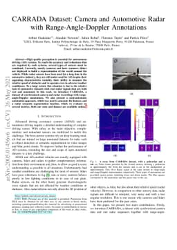 CARRADA Dataset: Camera and Automotive Radar with Range-Angle-Doppler
  Annotations