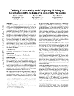 Crafting, Communality, and Computing: Building on Existing Strengths To
  Support a Vulnerable Population
