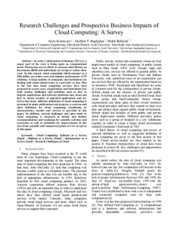 Research Challenges and Prospective Business Impacts of Cloud Computing:
  A Survey