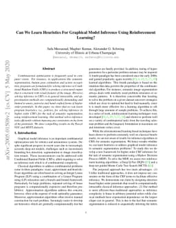 Can We Learn Heuristics For Graphical Model Inference Using
  Reinforcement Learning?