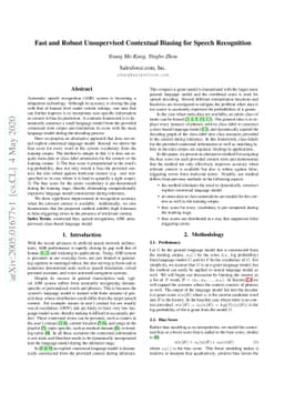 Fast and Robust Unsupervised Contextual Biasing for Speech Recognition