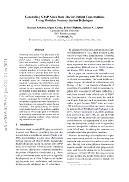 Generating SOAP Notes from Doctor-Patient Conversations Using Modular
  Summarization Techniques