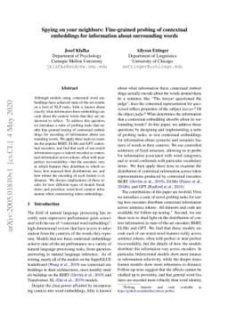 Spying on your neighbors: Fine-grained probing of contextual embeddings
  for information about surrounding words