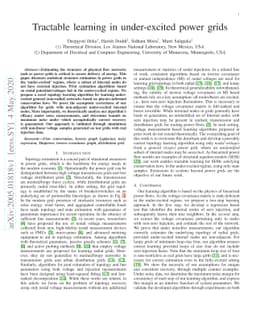 Tractable learning in under-excited power grids
