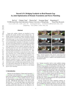 StereoGAN: Bridging Synthetic-to-Real Domain Gap by Joint Optimization
  of Domain Translation and Stereo Matching