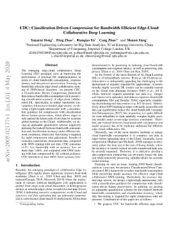 CDC: Classification Driven Compression for Bandwidth Efficient
  Edge-Cloud Collaborative Deep Learning