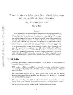A neural network walks into a lab: towards using deep nets as models for
  human behavior