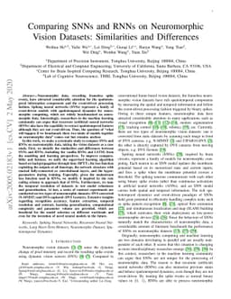 Comparing SNNs and RNNs on Neuromorphic Vision Datasets: Similarities
  and Differences