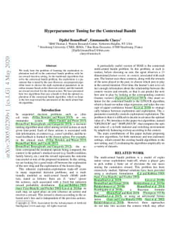 Hyper-parameter Tuning for the Contextual Bandit