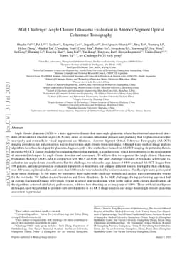 AGE Challenge: Angle Closure Glaucoma Evaluation in Anterior Segment
  Optical Coherence Tomography