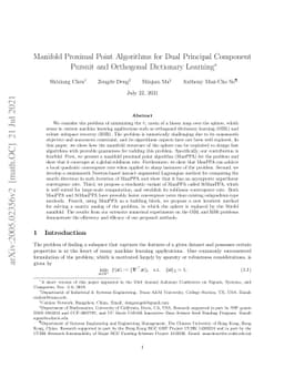 Manifold Proximal Point Algorithms for Dual Principal Component Pursuit
  and Orthogonal Dictionary Learning