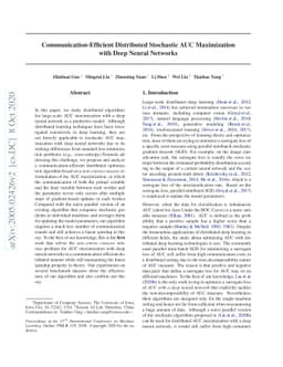 Communication-Efficient Distributed Stochastic AUC Maximization with
  Deep Neural Networks