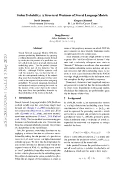 Stolen Probability: A Structural Weakness of Neural Language Models