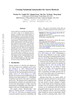 Crossing Variational Autoencoders for Answer Retrieval