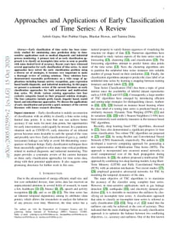 Approaches and Applications of Early Classification of Time Series: A
  Review