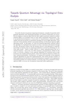 Towards quantum advantage via topological data analysis