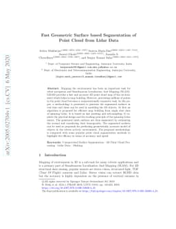 Fast Geometric Surface based Segmentation of Point Cloud from Lidar Data