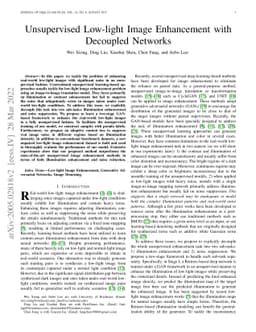 Unsupervised Low-light Image Enhancement with Decoupled Networks