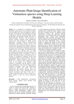 Automatic Plant Image Identification of Vietnamese species using Deep
  Learning Models