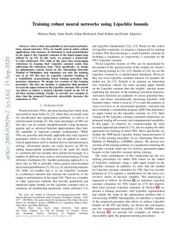 Training robust neural networks using Lipschitz bounds