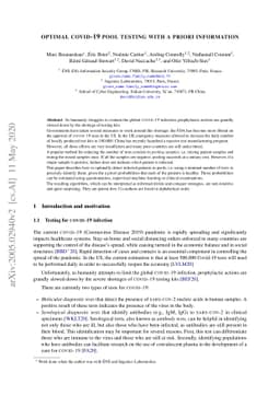 Optimal Covid-19 Pool Testing with a priori Information