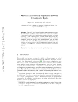 Multitask Models for Supervised Protests Detection in Texts
