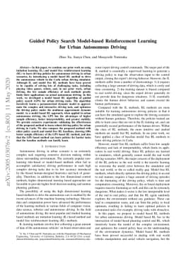 Guided Policy Search Model-based Reinforcement Learning for Urban
  Autonomous Driving