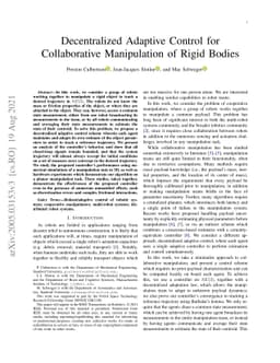 Decentralized Adaptive Control for Collaborative Manipulation of Rigid
  Bodies