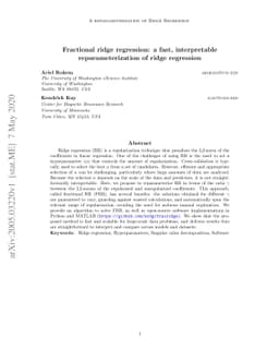 Fractional ridge regression: a fast, interpretable reparameterization of
  ridge regression