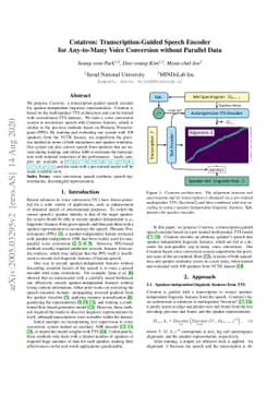 Cotatron: Transcription-Guided Speech Encoder for Any-to-Many Voice
  Conversion without Parallel Data