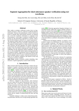 Segment Aggregation for short utterances speaker verification using raw
  waveforms