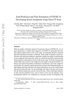 Joint Prediction and Time Estimation of COVID-19 Developing Severe
  Symptoms using Chest CT Scan
