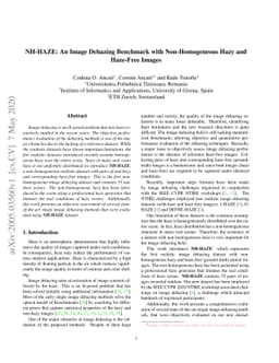 NH-HAZE: An Image Dehazing Benchmark with Non-Homogeneous Hazy and
  Haze-Free Images