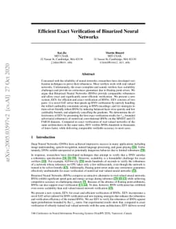 Efficient Exact Verification of Binarized Neural Networks