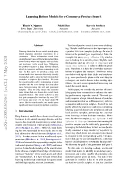 Learning Robust Models for e-Commerce Product Search