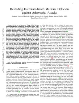 Defending Hardware-based Malware Detectors against Adversarial Attacks