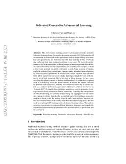 Federated Generative Adversarial Learning